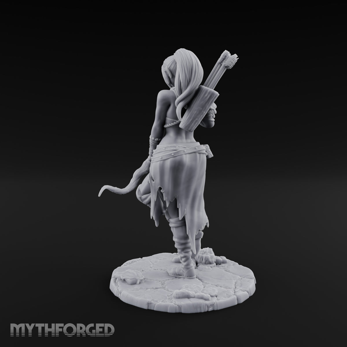 Arrow Nocked Knee Raised Elf Archer Miniature for Dungeons and Dragons, Pathfinder or other TTRPGs