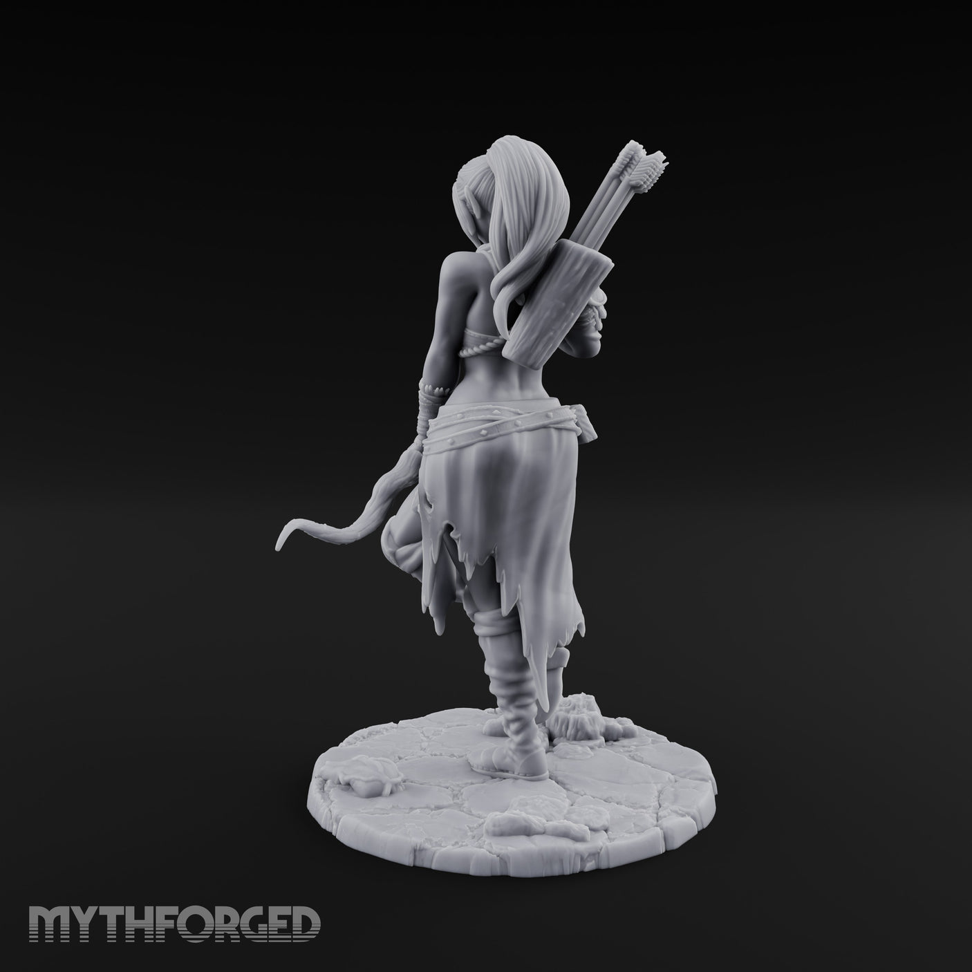 Arrow Nocked Knee Raised Elf Archer Miniature for Dungeons and Dragons, Pathfinder or other TTRPGs