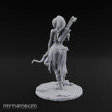 Arrow Nocked Knee Raised Elf Archer Miniature for Dungeons and Dragons, Pathfinder or other TTRPGs
