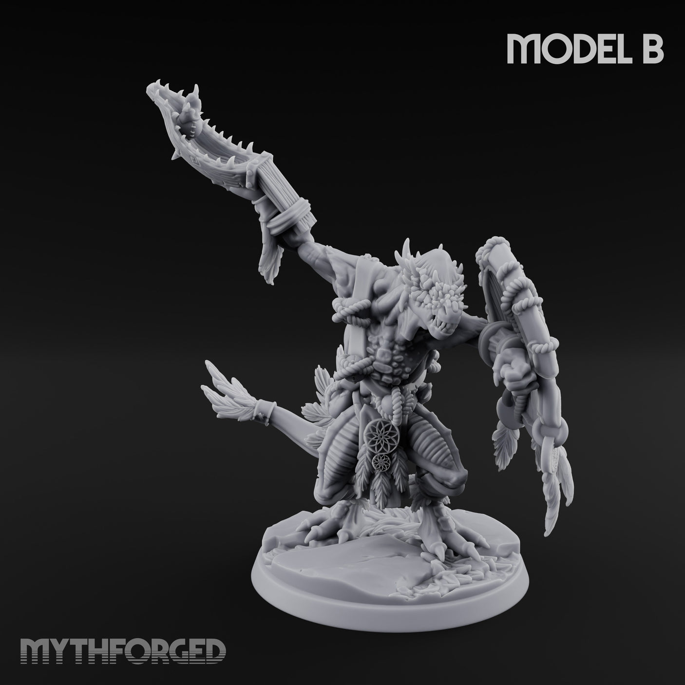 Arrow Nocking Lizardfolk Archer B Miniature for Dungeons and Dragons, Pathfinder or other TTRPGs