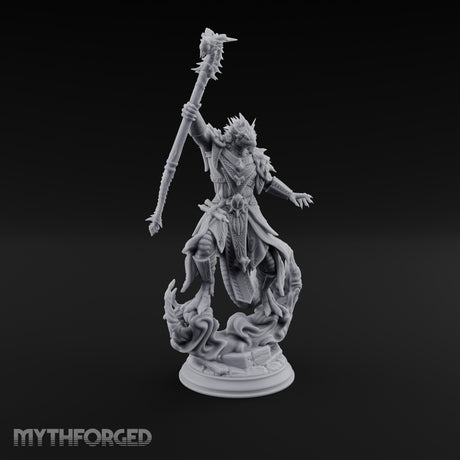 Staff Raising Dragonborn Sorcerer Miniature for Dungeons and Dragons, Pathfinder or other TTRPGs