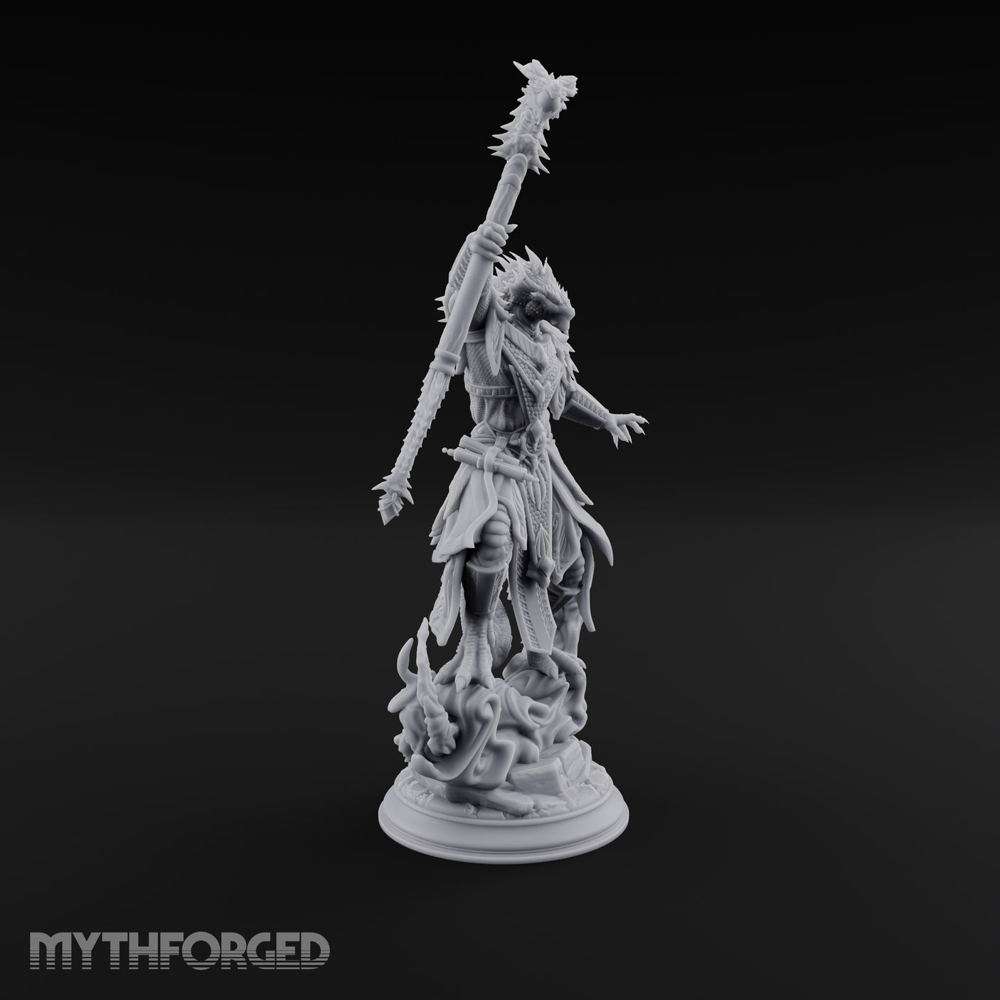 Staff Raising Dragonborn Sorcerer Miniature for Dungeons and Dragons, Pathfinder or other TTRPGs