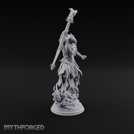 Staff Raising Dragonborn Sorcerer Miniature for Dungeons and Dragons, Pathfinder or other TTRPGs