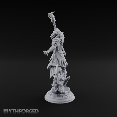 Staff Raising Dragonborn Sorcerer Miniature for Dungeons and Dragons, Pathfinder or other TTRPGs