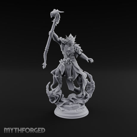 Staff Raising Dragonborn Sorcerer Miniature for Dungeons and Dragons, Pathfinder or other TTRPGs