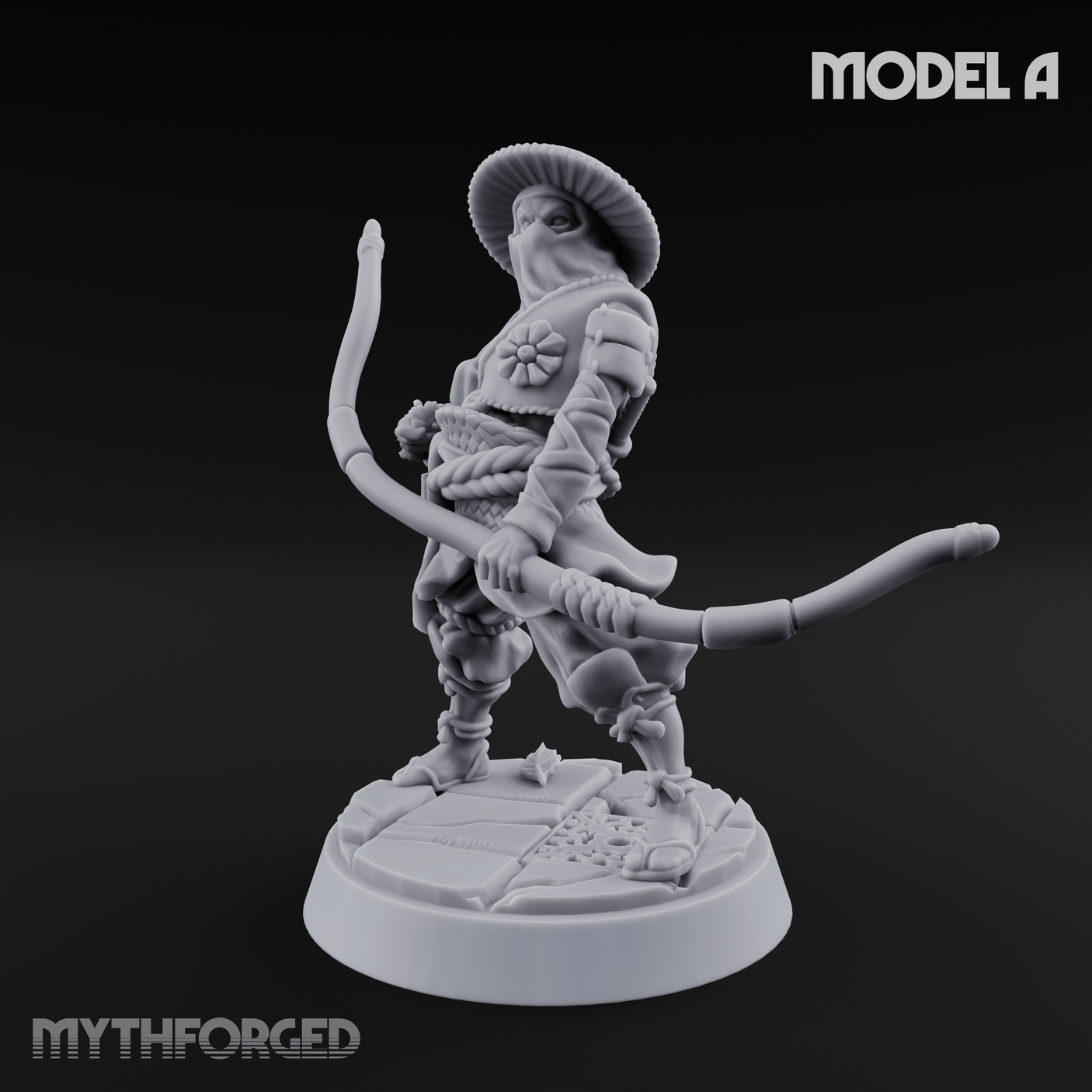 Bow Flexing Ashigaru Archers A Miniature for Dungeons and Dragons, Pathfinder or other TTRPGs