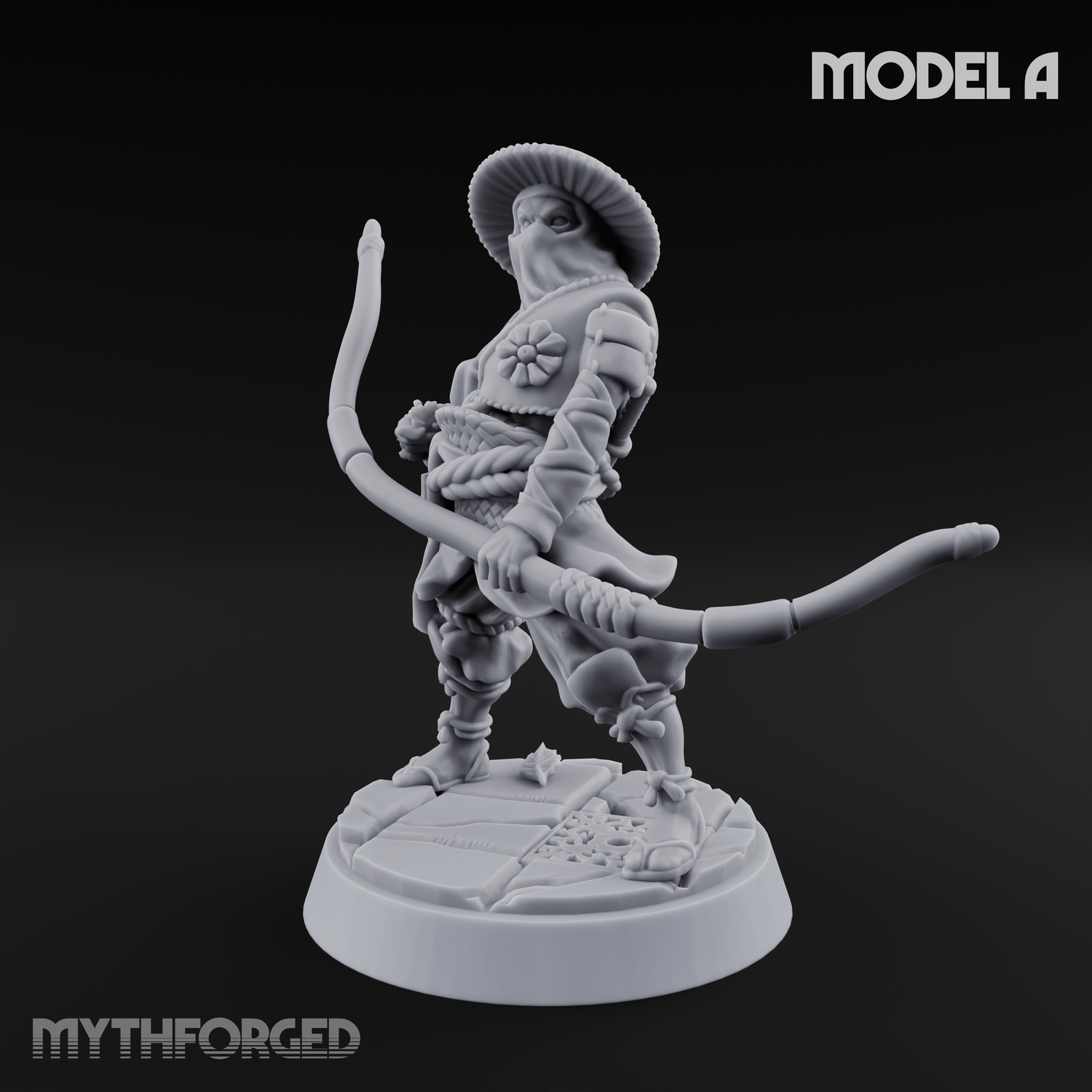 Bow Flexing Ashigaru Archers A Miniature for Dungeons and Dragons, Pathfinder or other TTRPGs