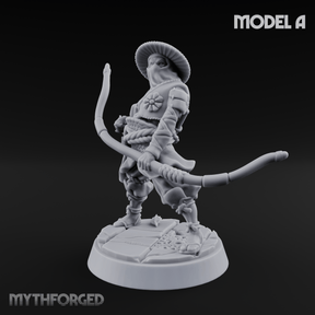 Bow Flexing Ashigaru Archers A Miniature for Dungeons and Dragons, Pathfinder or other TTRPGs