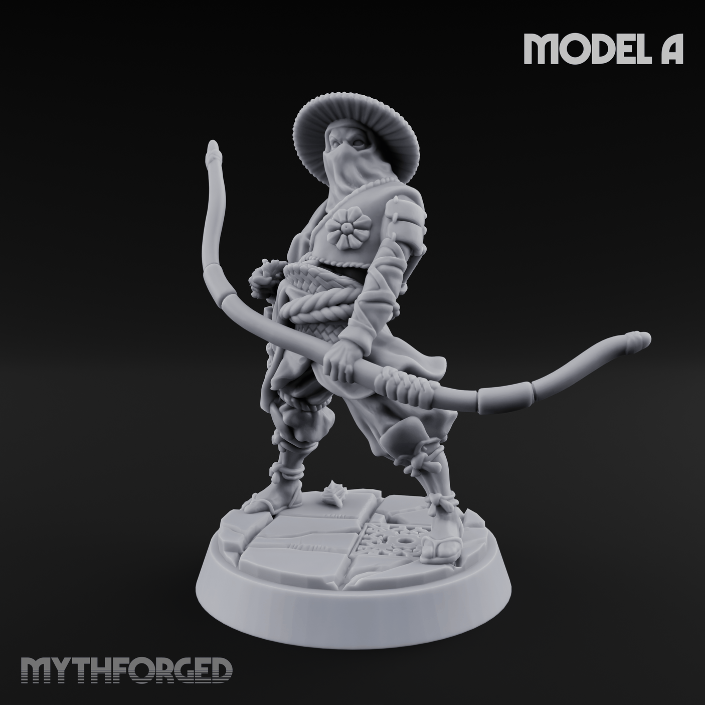 Bow Flexing Ashigaru Archers Miniature for Dungeons and Dragons, Pathfinder or other TTRPGs