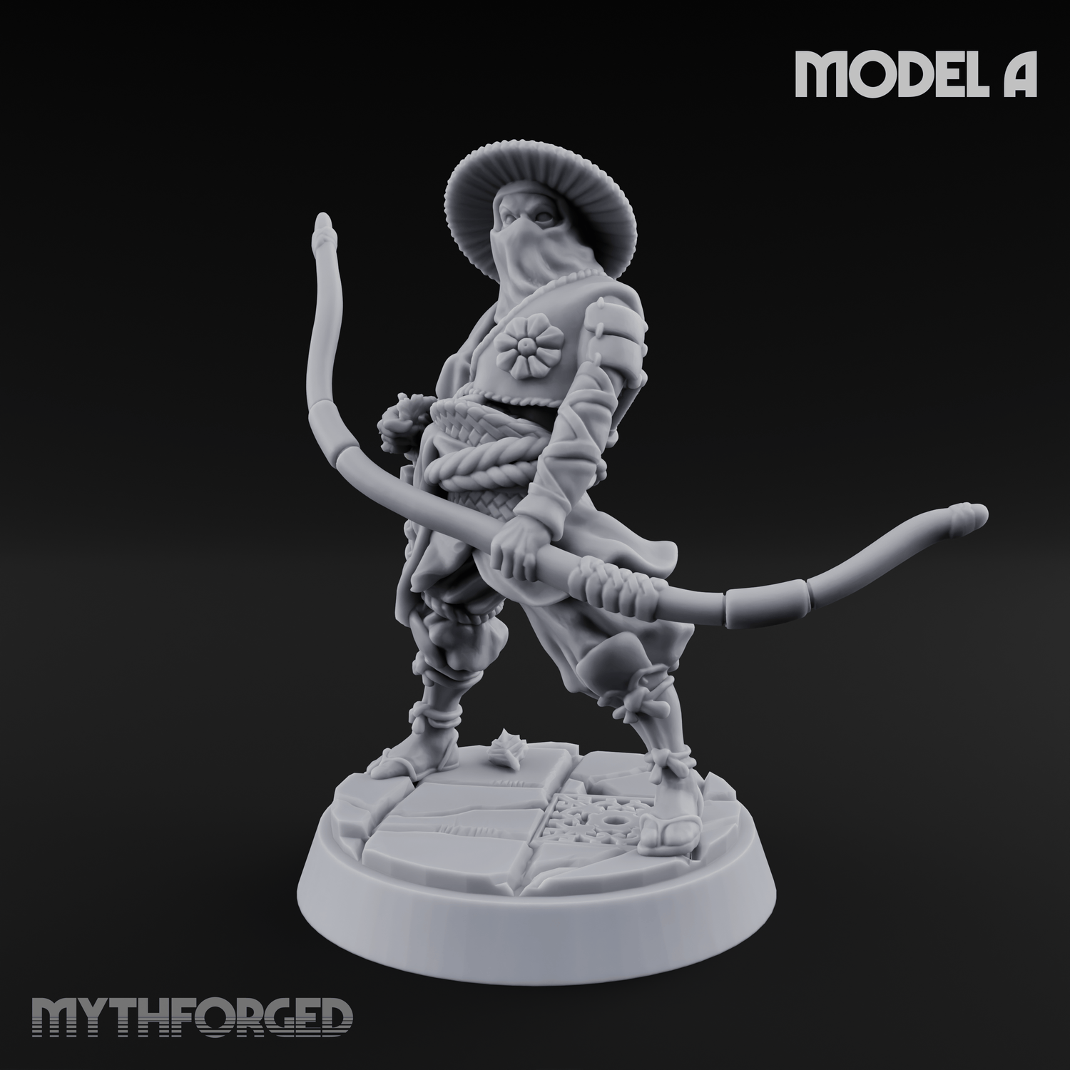 Bow Flexing Ashigaru Archers Miniature for Dungeons and Dragons, Pathfinder or other TTRPGs