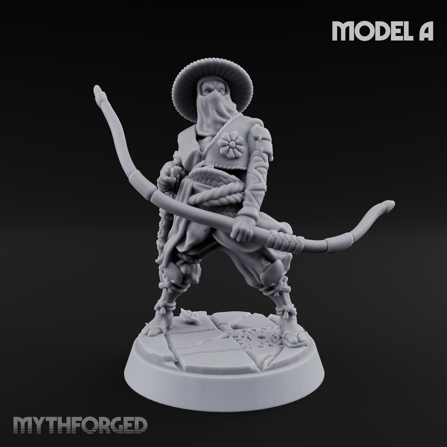 Bow Flexing Ashigaru Archers A Miniature for Dungeons and Dragons, Pathfinder or other TTRPGs