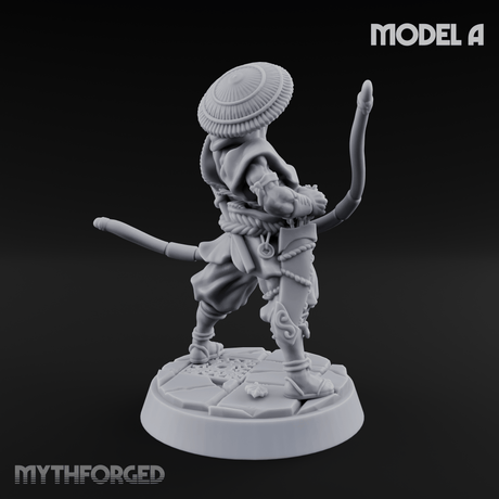 Bow Flexing Ashigaru Archers A Miniature for Dungeons and Dragons, Pathfinder or other TTRPGs