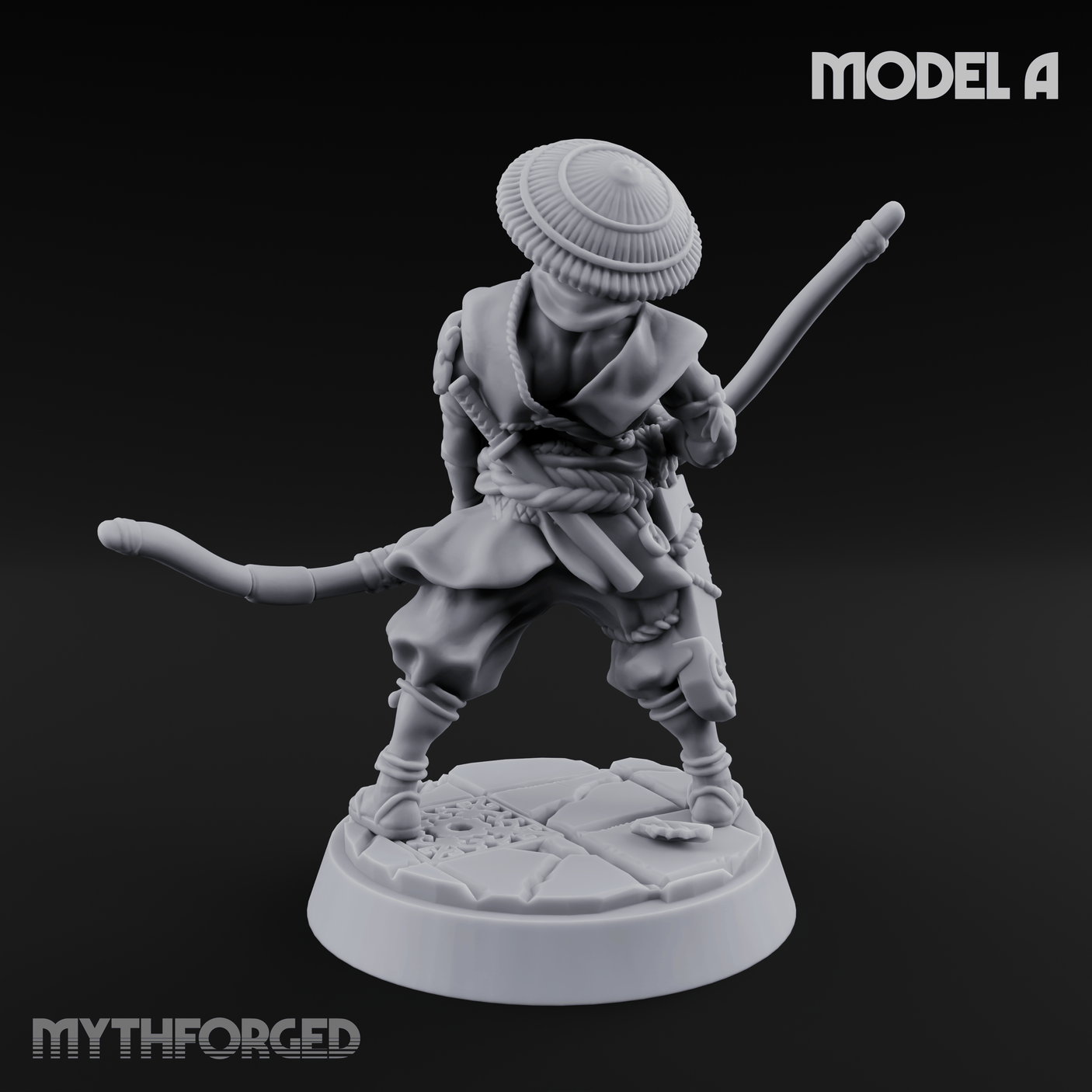 Bow Flexing Ashigaru Archers A Miniature for Dungeons and Dragons, Pathfinder or other TTRPGs