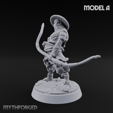 Bow Flexing Ashigaru Archers A Miniature for Dungeons and Dragons, Pathfinder or other TTRPGs