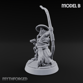 Bow Flexing Ashigaru Archers B Miniature for Dungeons and Dragons, Pathfinder or other TTRPGs