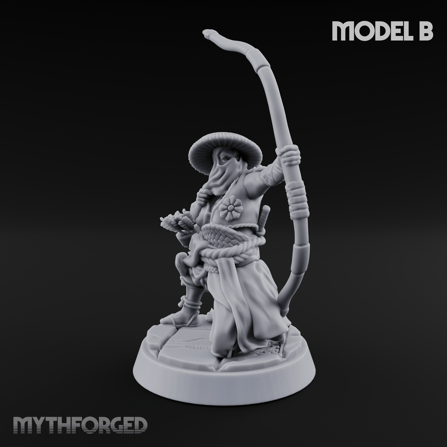 Bow Flexing Ashigaru Archers B Miniature for Dungeons and Dragons, Pathfinder or other TTRPGs