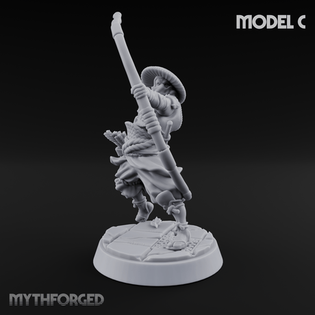 Bow Flexing Ashigaru Archers Miniature for Dungeons and Dragons, Pathfinder or other TTRPGs