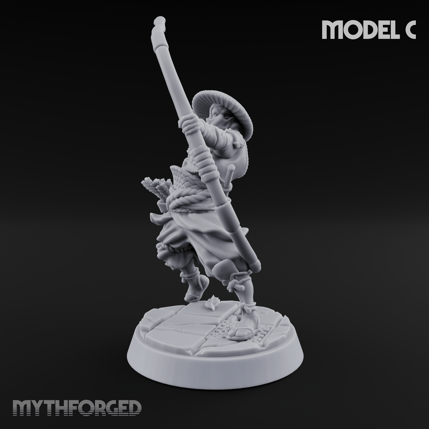 Bow Flexing Ashigaru Archers C Miniature for Dungeons and Dragons, Pathfinder or other TTRPGs