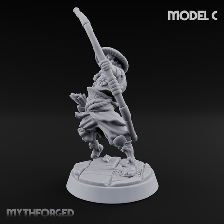 Bow Flexing Ashigaru Archers Miniature for Dungeons and Dragons, Pathfinder or other TTRPGs