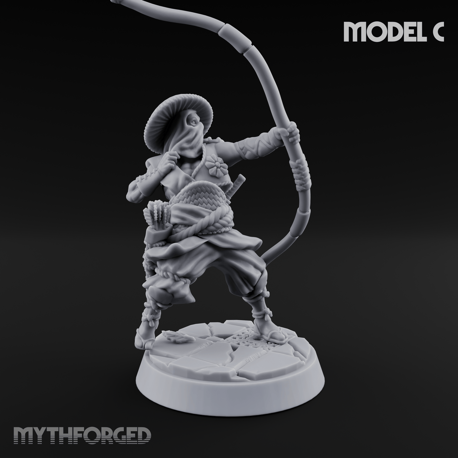 Bow Flexing Ashigaru Archers C Miniature for Dungeons and Dragons, Pathfinder or other TTRPGs