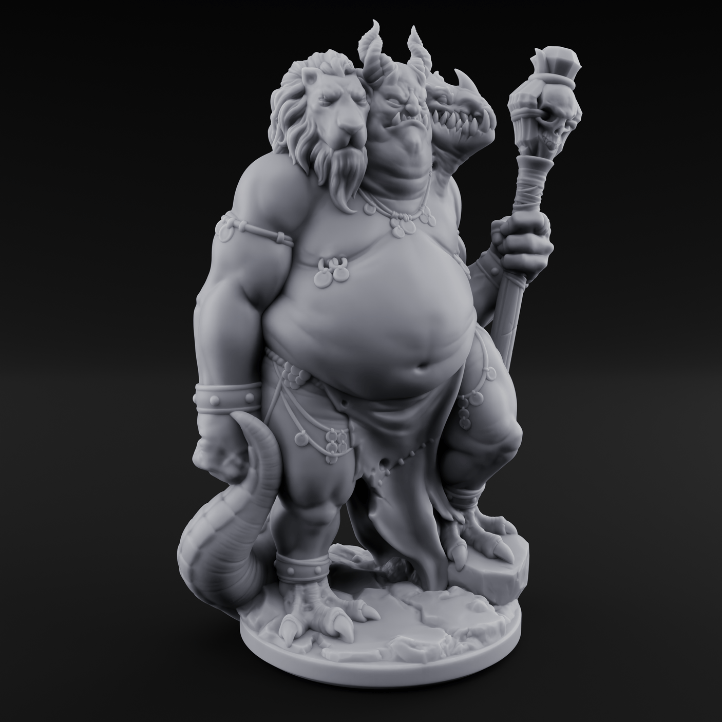 Three Heads Full Of Trouble Devil Overlord Miniature for Dungeons and Dragons, Pathfinder or other TTRPGs