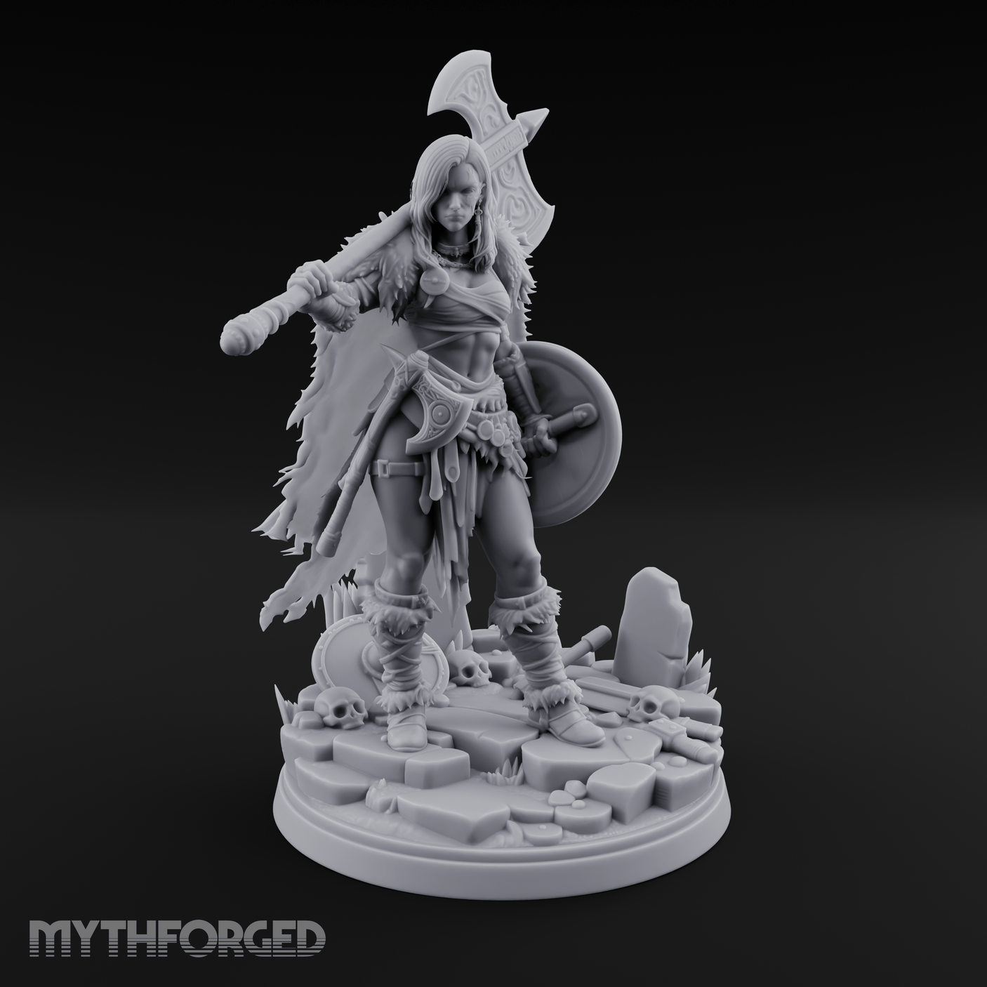 Axe Shouldered Ready Human Barbarian Miniature for Dungeons and Dragons, Pathfinder or other TTRPGs