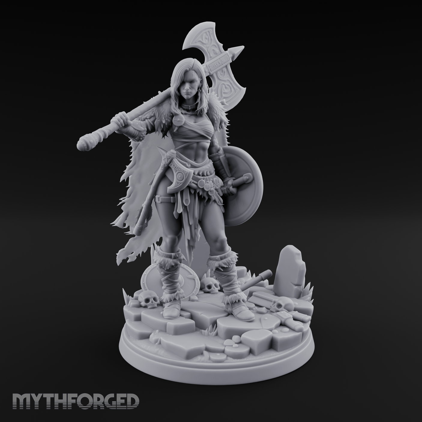 Axe Shouldered Ready Human Barbarian Miniature for Dungeons and Dragons, Pathfinder or other TTRPGs