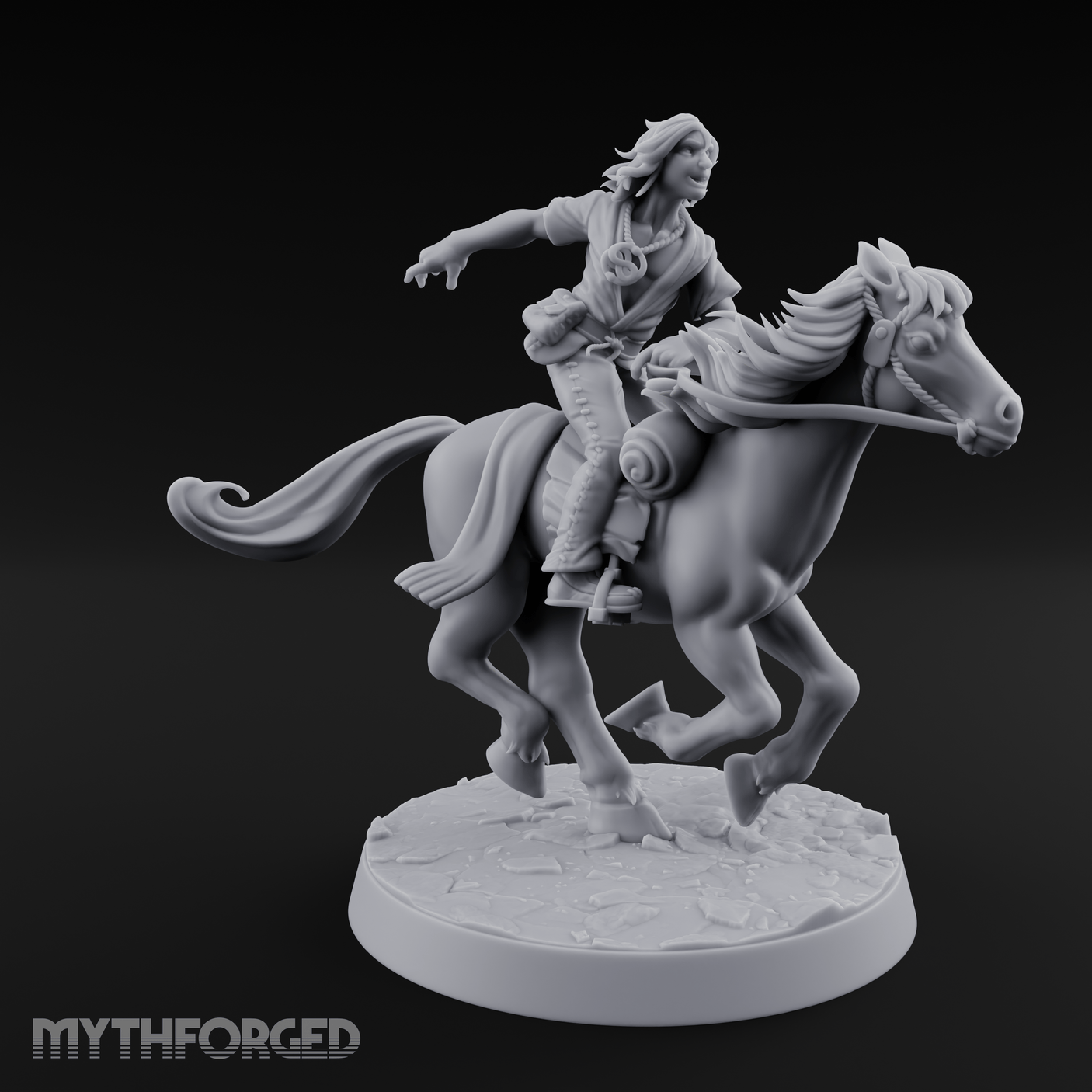 Wind-Swept Galloping Human Rider Miniature for Dungeons and Dragons, Pathfinder or other TTRPGs