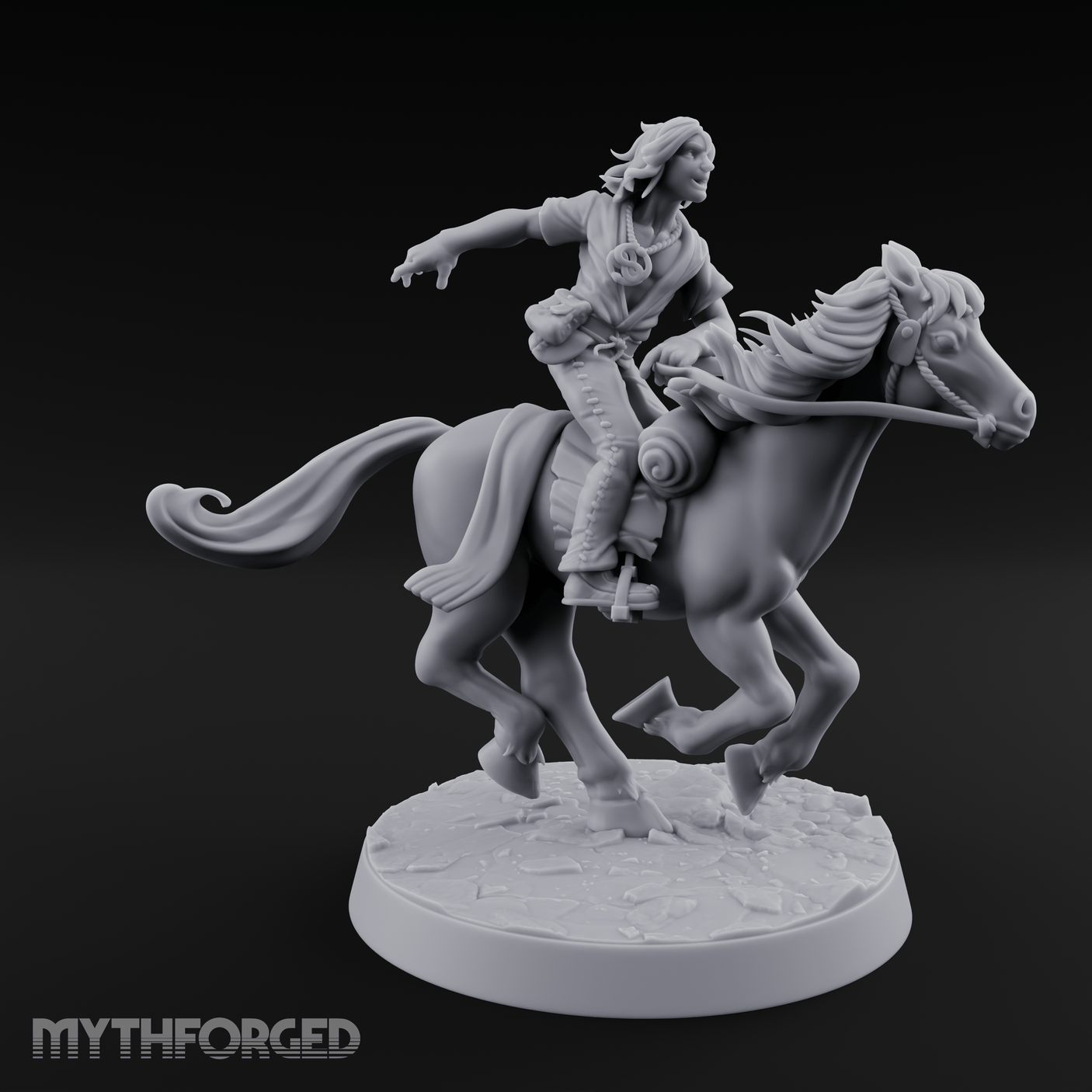 Wind-Swept Galloping Human Rider Miniature for Dungeons and Dragons, Pathfinder or other TTRPGs