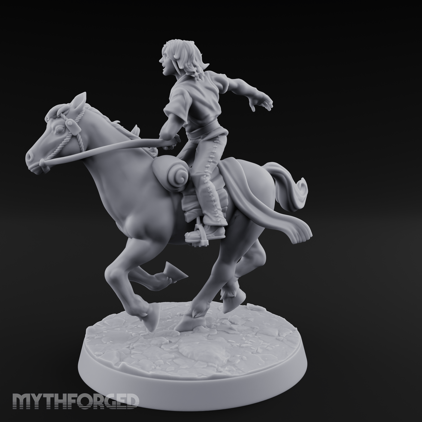 Wind-Swept Galloping Human Rider Miniature for Dungeons and Dragons, Pathfinder or other TTRPGs