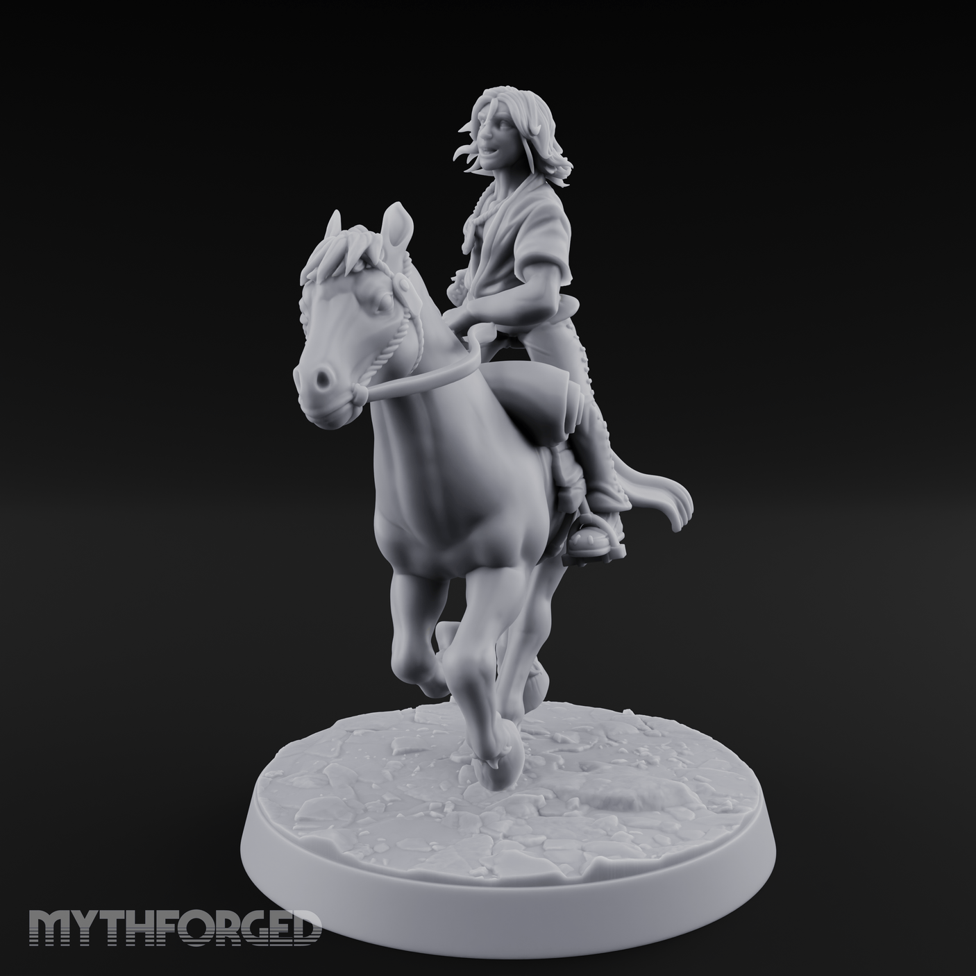 Wind-Swept Galloping Human Rider Miniature for Dungeons and Dragons, Pathfinder or other TTRPGs