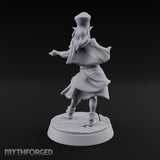 Velvet Rope Poise Elf Female Hostess in Tall Cap and Cape with Presenting Hands