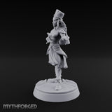 Velvet Rope Poise Elf Female Hostess in Tall Cap and Cape with Presenting Hands