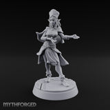 Velvet Rope Poise Elf Female Hostess in Tall Cap and Cape with Presenting Hands
