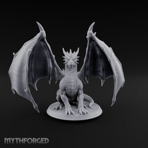 Storm Gathers Beneath Open Wings Adult Dragon