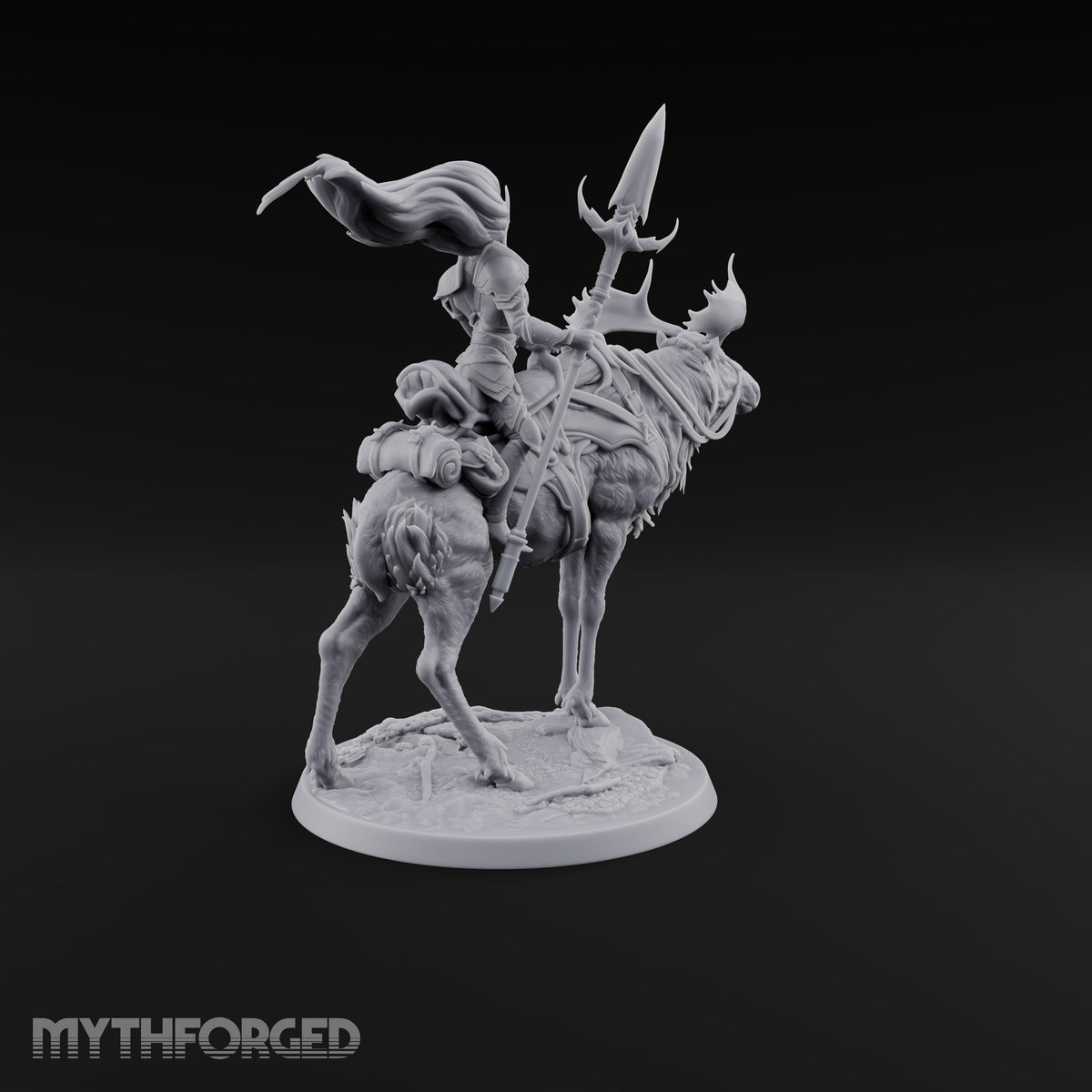 Riding Out Under Northern Lights Elf Elk Rider A