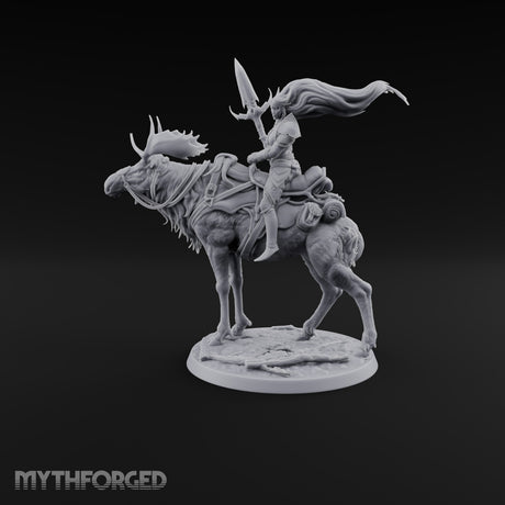 Riding Out Under Northern Lights Elf Elk Rider A