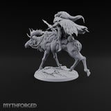 Riding Out Under Northern Lights Elf Elk Rider D