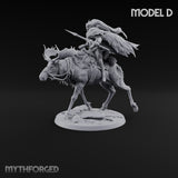 Riding Out Under Northern Lights Elf Elk Riders — D