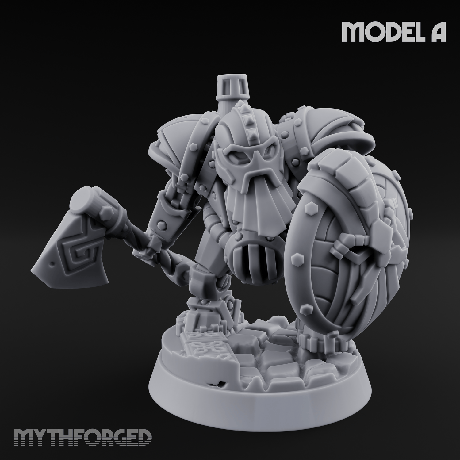 Shell Plated Striding Mech Dwarf Warriors Miniature for Dungeons and Dragons, Pathfinder or other TTRPGs