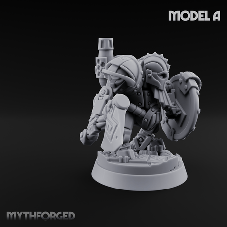 Shell Plated Striding Mech Dwarf Warriors A Miniature for Dungeons and Dragons, Pathfinder or other TTRPGs