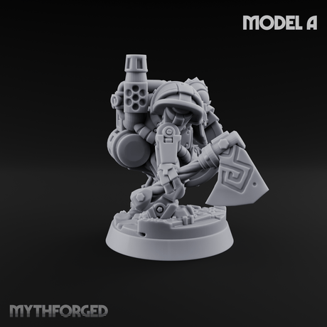 Shell Plated Striding Mech Dwarf Warriors A Miniature for Dungeons and Dragons, Pathfinder or other TTRPGs