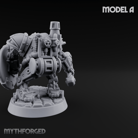 Shell Plated Striding Mech Dwarf Warriors A Miniature for Dungeons and Dragons, Pathfinder or other TTRPGs