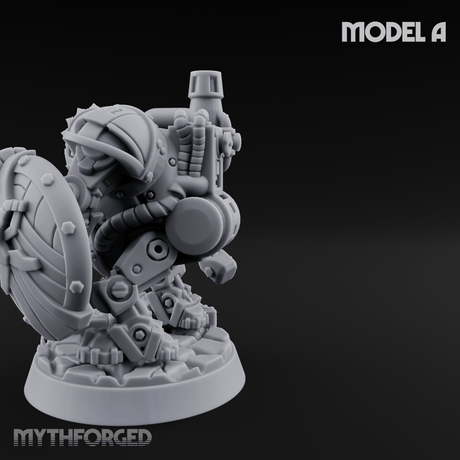 Shell Plated Striding Mech Dwarf Warriors A Miniature for Dungeons and Dragons, Pathfinder or other TTRPGs