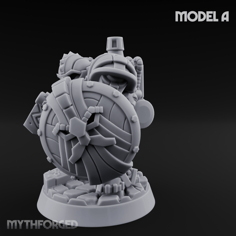 Shell Plated Striding Mech Dwarf Warriors A Miniature for Dungeons and Dragons, Pathfinder or other TTRPGs
