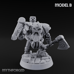 Shell Plated Striding Mech Dwarf Warriors B Miniature for Dungeons and Dragons, Pathfinder or other TTRPGs