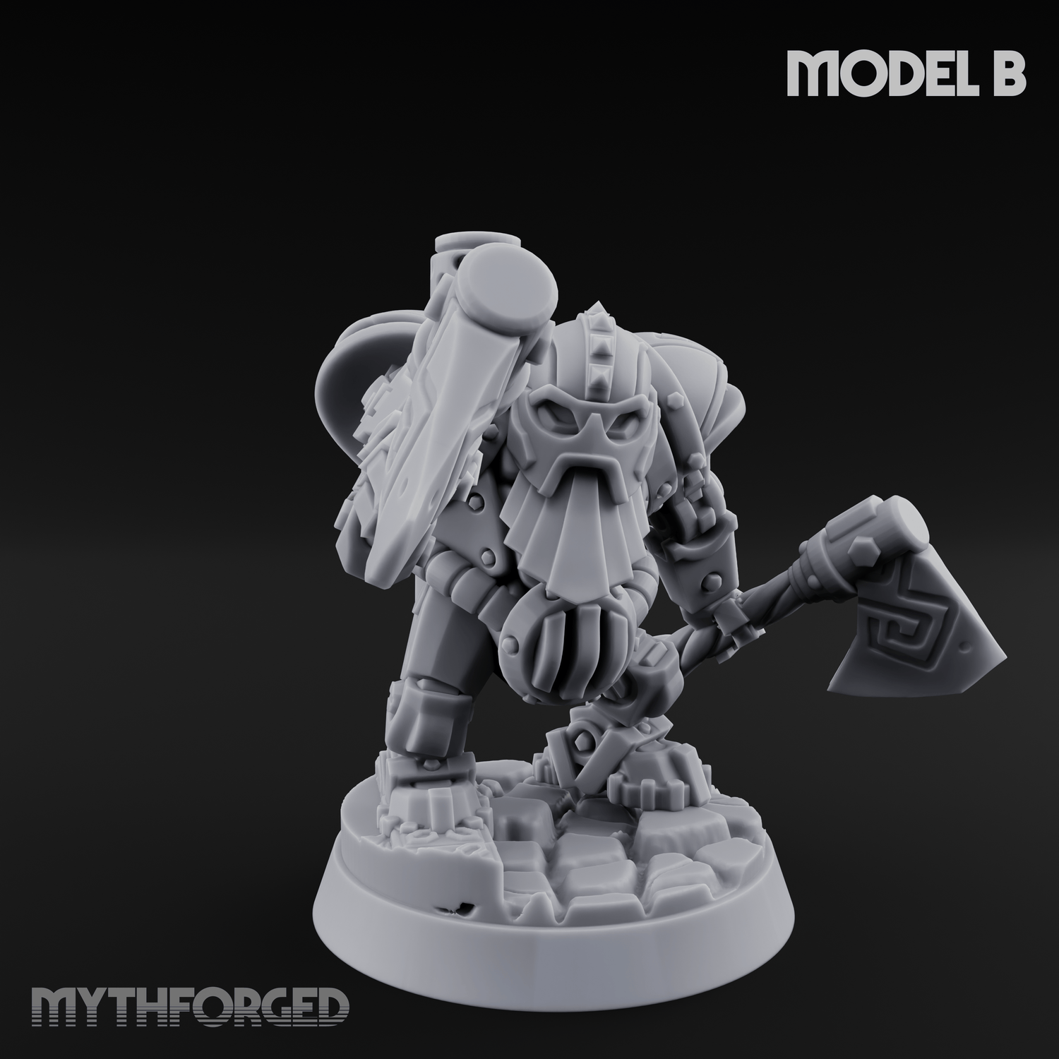 Shell Plated Striding Mech Dwarf Warriors Miniature for Dungeons and Dragons, Pathfinder or other TTRPGs