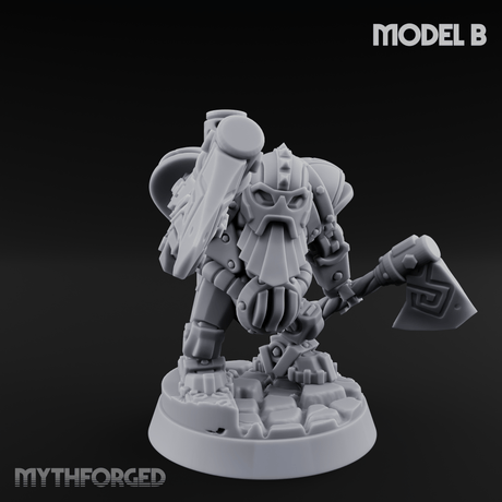 Shell Plated Striding Mech Dwarf Warriors Miniature for Dungeons and Dragons, Pathfinder or other TTRPGs