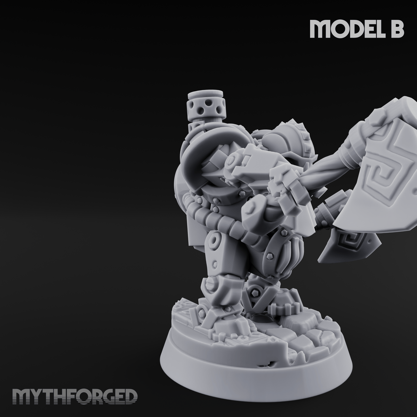 Shell Plated Striding Mech Dwarf Warriors Miniature for Dungeons and Dragons, Pathfinder or other TTRPGs