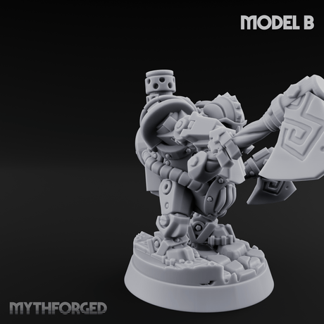 Shell Plated Striding Mech Dwarf Warriors Miniature for Dungeons and Dragons, Pathfinder or other TTRPGs